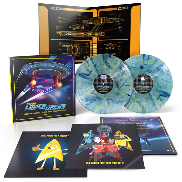 Star Trek Lower Decks (Original Series Soundtrack) 2 x Blue and Yellow Swirling Galaxy Vinyl